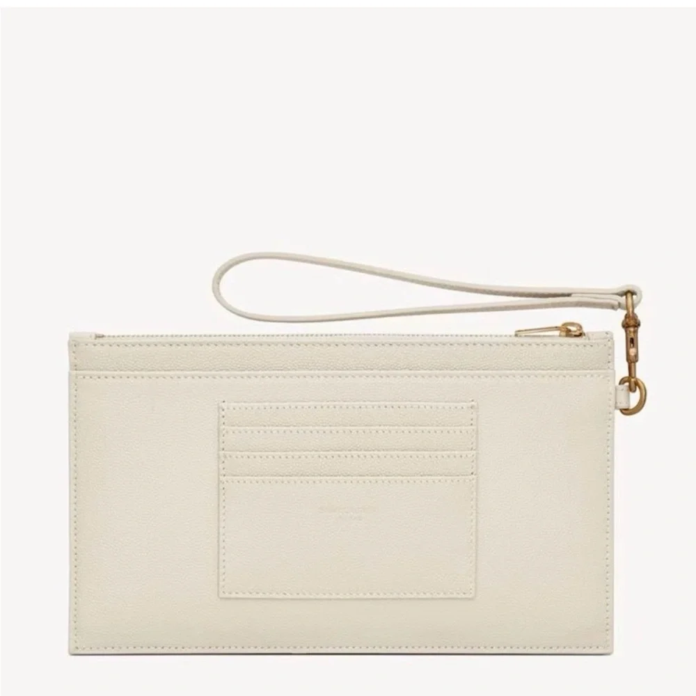 Yves Saint Laurent Ivory Quilted Wristlet - Picture 3 of 6